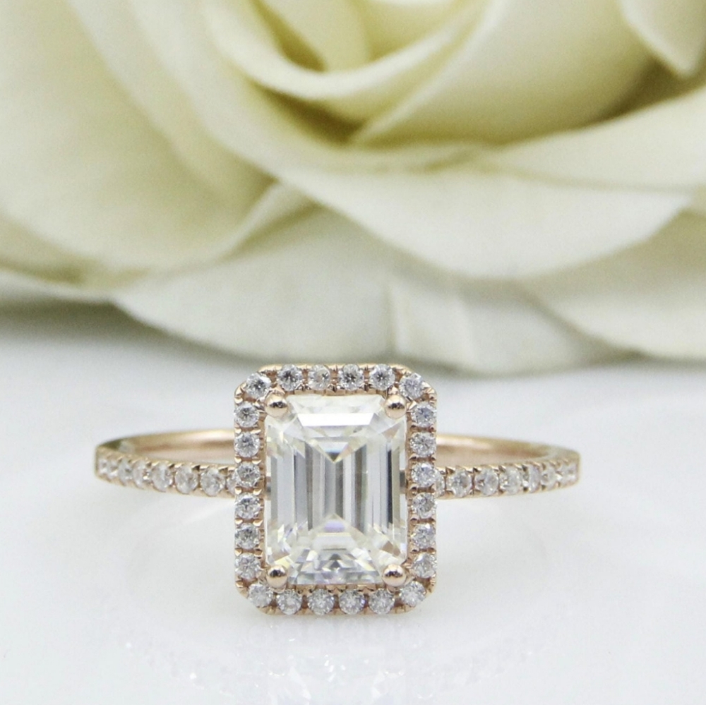 Emerald Cut Moissanite Engagement Ring